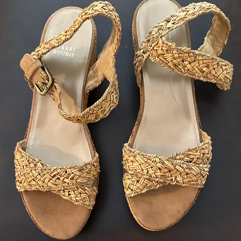 Stuart Weitzman Tan Woven Sandals